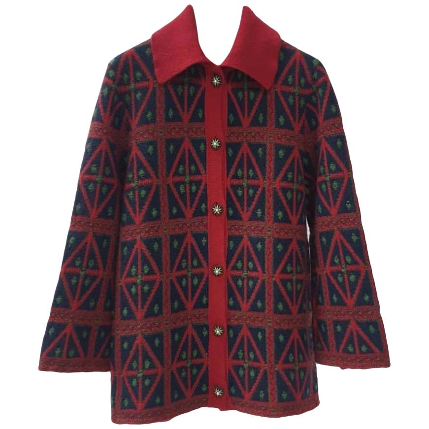 red cardigan jacket