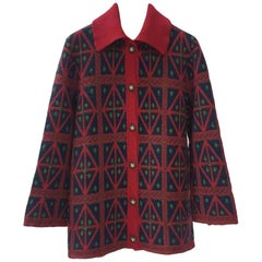 Chanel  15A Salzburg Cashmere Red Black Cardigan Jacket