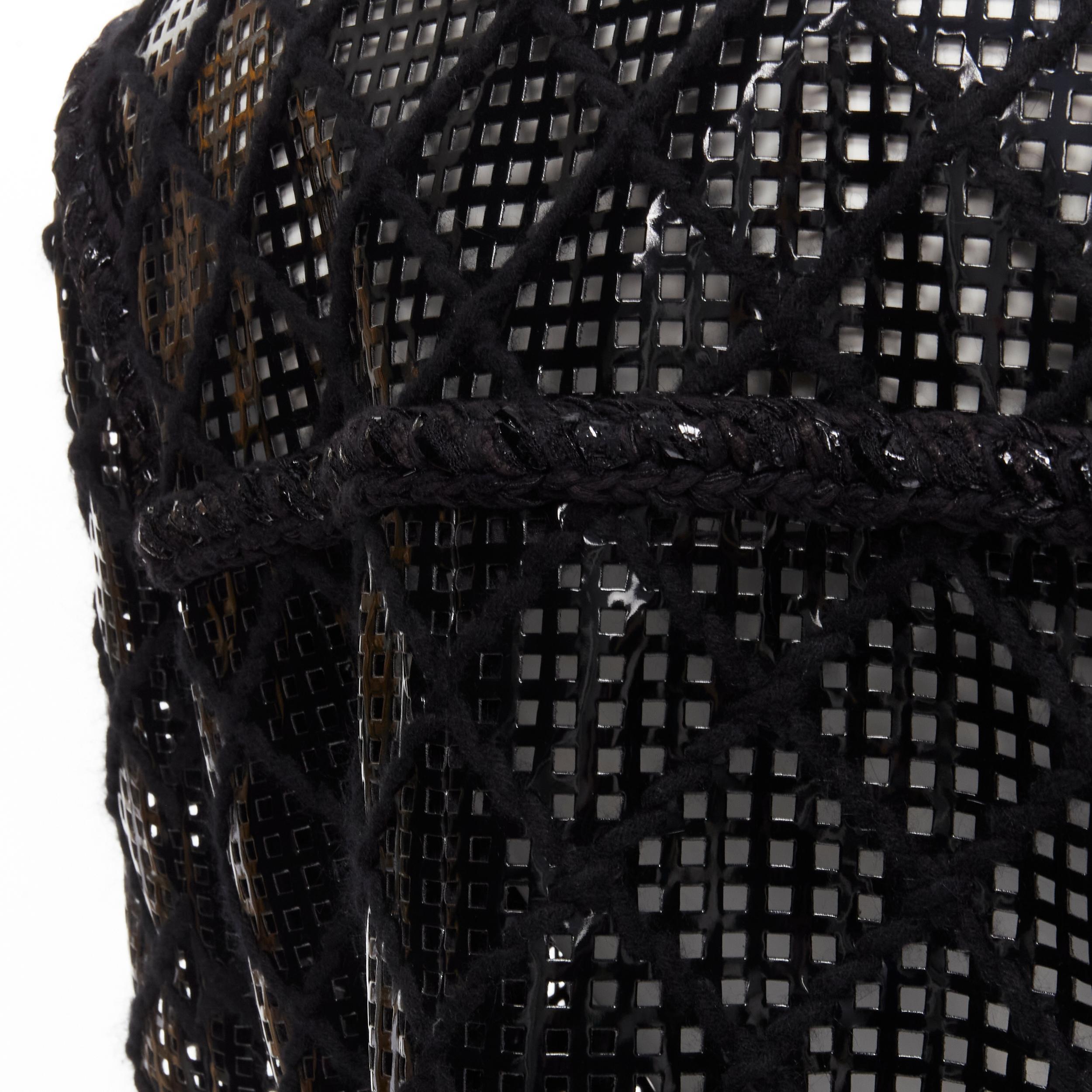 CHANEL 15K Brasserie Gabrielle Runway cutout PVC braided tweed jacket FR46 2XL For Sale 5