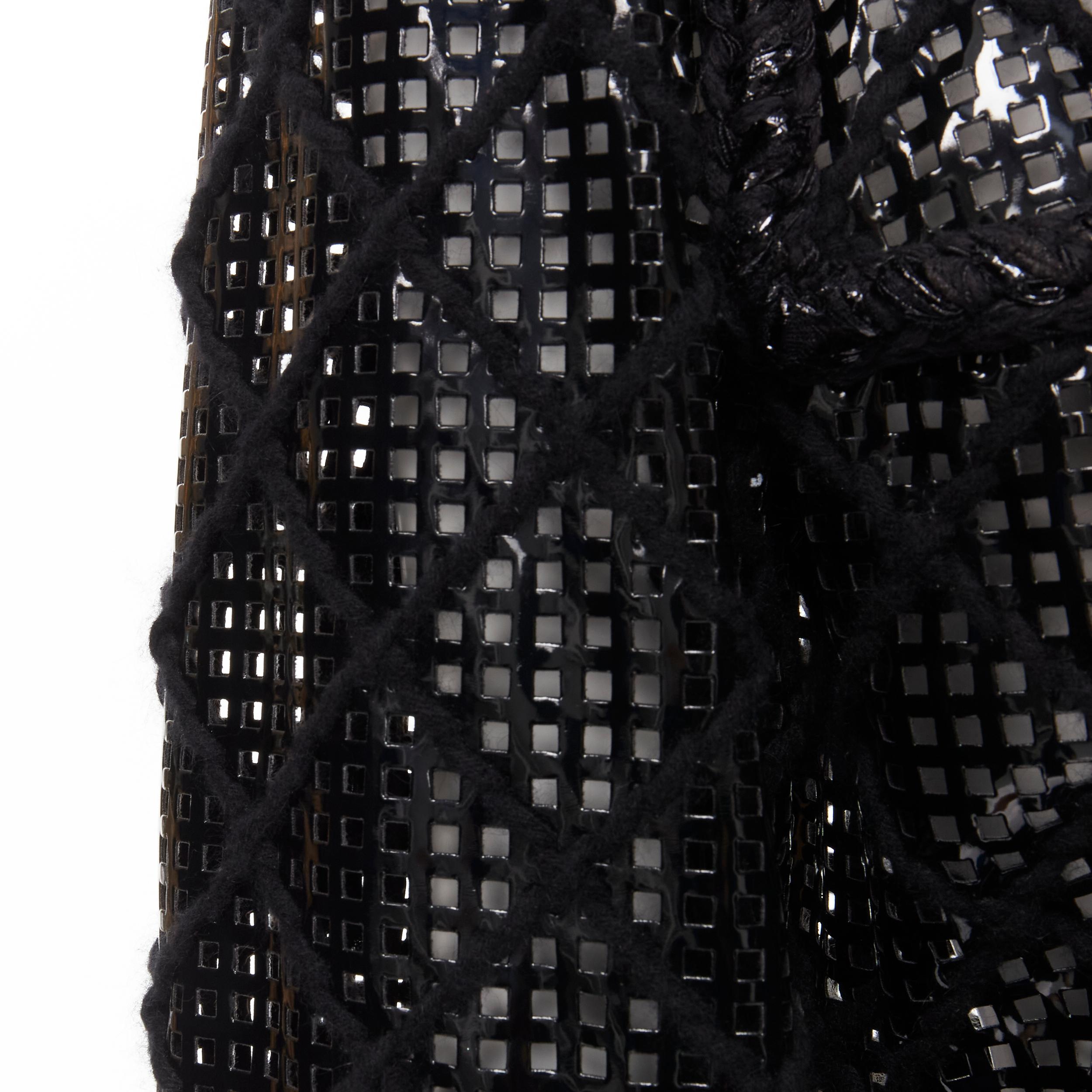 CHANEL 15K Brasserie Gabrielle Runway cutout PVC braided tweed jacket FR46 2XL For Sale 6