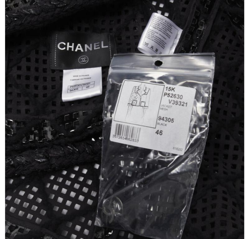 CHANEL 15K Brasserie Gabrielle Corte de pasarela Chaqueta de tweed trenzado de PVC FR46 2XL en venta 7