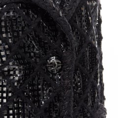 CHANEL 15K Brasserie Gabrielle Runway cutout PVC braided tweed jacket FR46 2XL