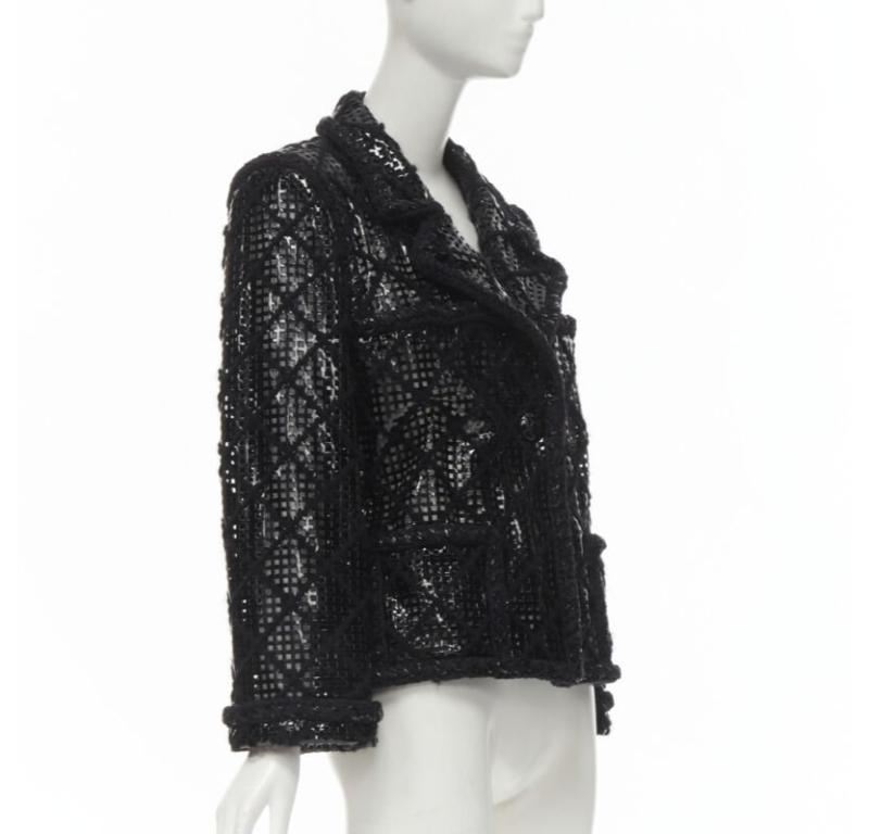 CHANEL 15K Brasserie Gabrielle Corte de pasarela Chaqueta de tweed trenzado de PVC FR46 2XL en Excelente estado para la venta en Hong Kong, NT