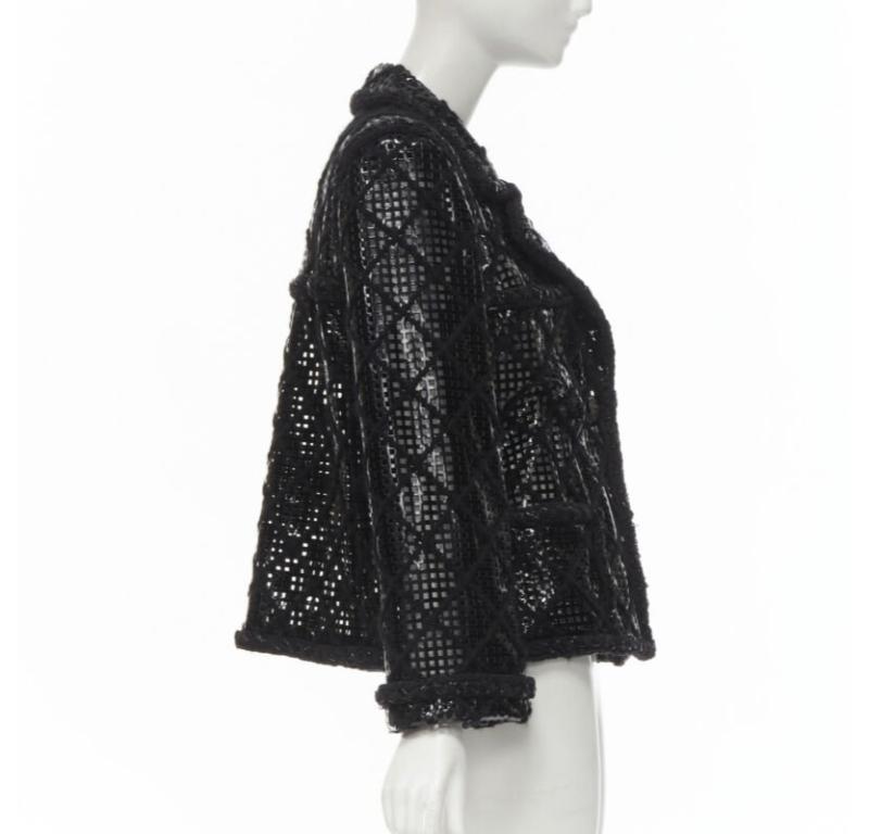 De las mujeres CHANEL 15K Brasserie Gabrielle Corte de pasarela Chaqueta de tweed trenzado de PVC FR46 2XL en venta