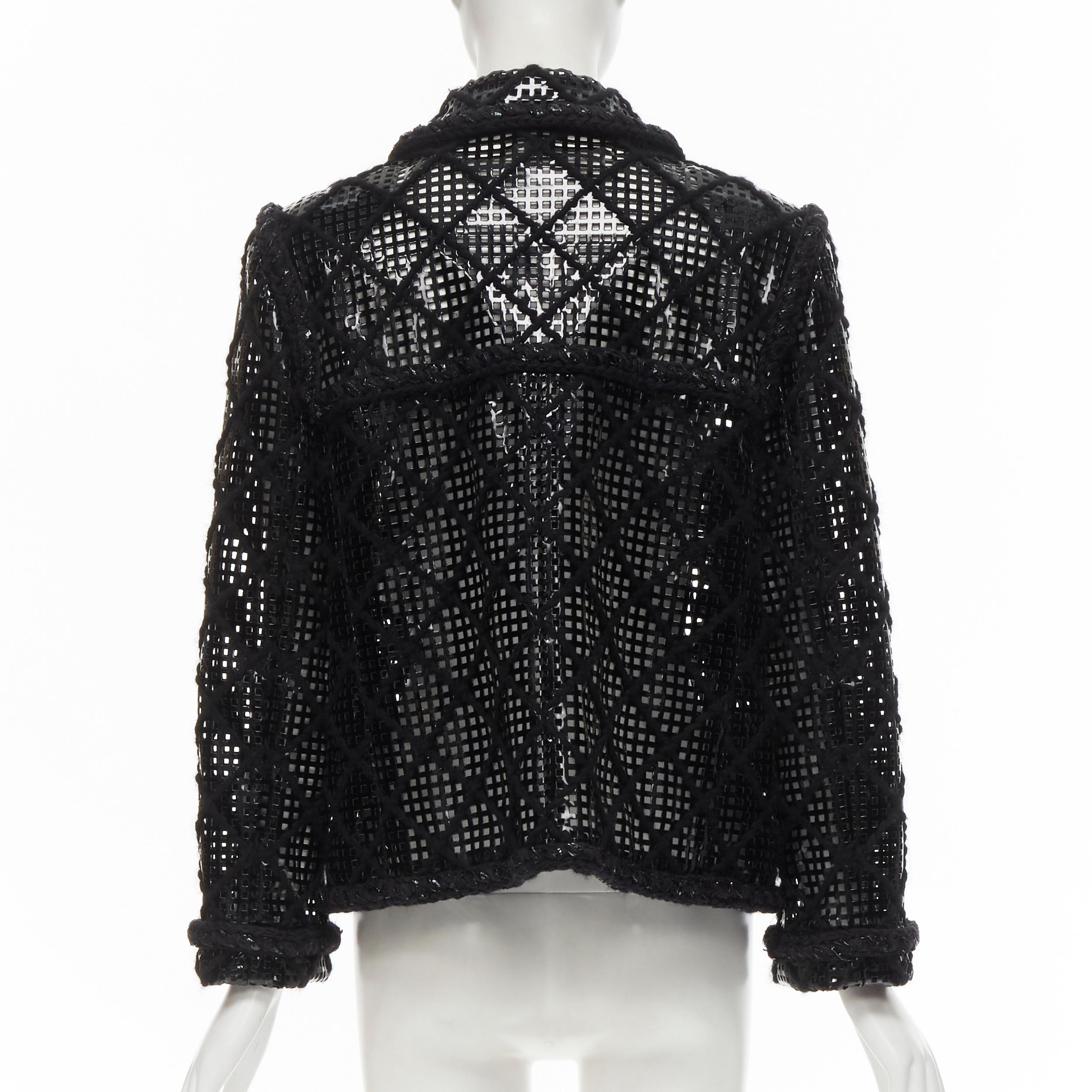 CHANEL 15K Brasserie Gabrielle Runway cutout PVC braided tweed jacket FR46 2XL 1