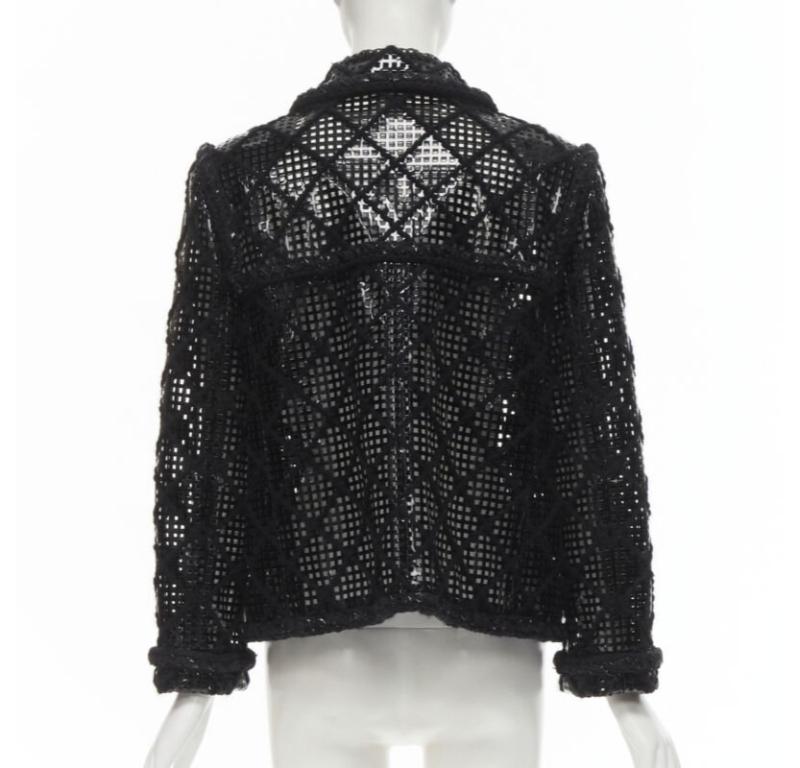 CHANEL 15K Brasserie Gabrielle Corte de pasarela Chaqueta de tweed trenzado de PVC FR46 2XL en venta 1