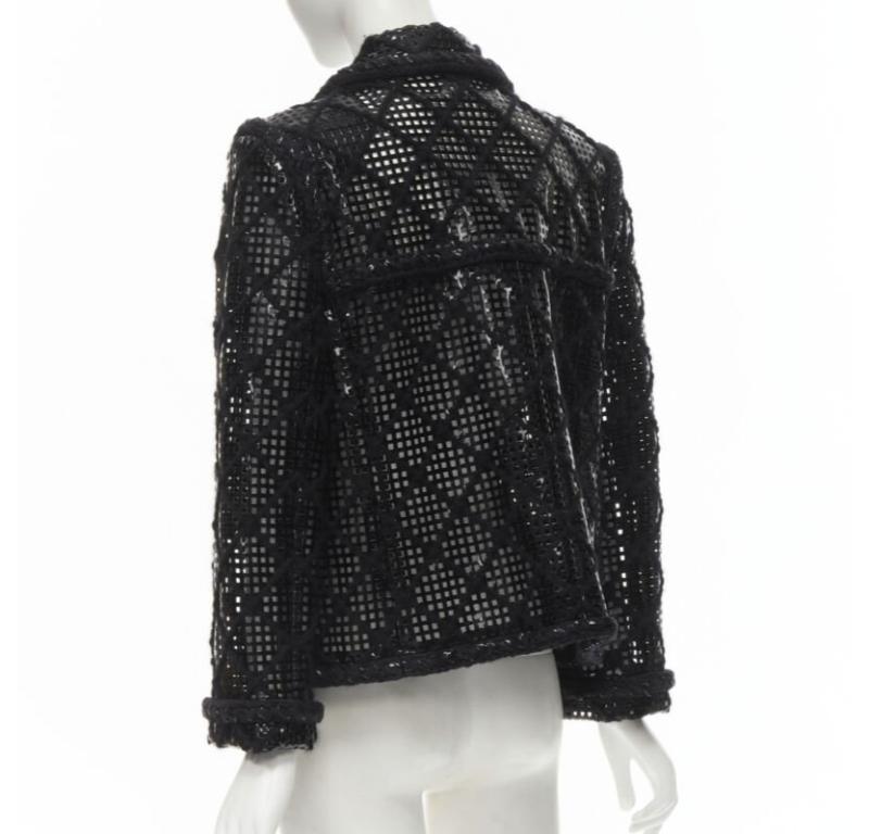 CHANEL 15K Brasserie Gabrielle Corte de pasarela Chaqueta de tweed trenzado de PVC FR46 2XL en venta 2