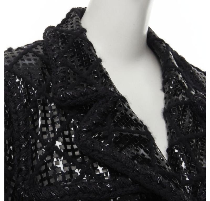 CHANEL 15K Brasserie Gabrielle Corte de pasarela Chaqueta de tweed trenzado de PVC FR46 2XL en venta 3