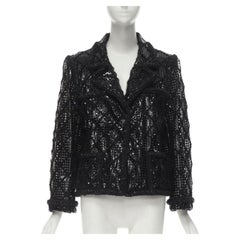 CHANEL 15K Brasserie Gabrielle Runway cutout PVC braided tweed jacket FR46 2XL