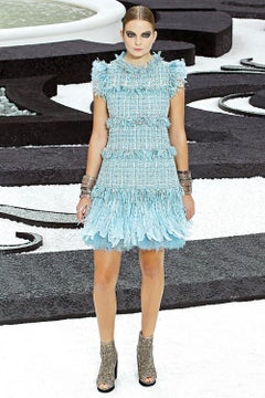 CHANEL 15K$ Exquisite Turquoise Ribbon Tweed Suit 40 FR