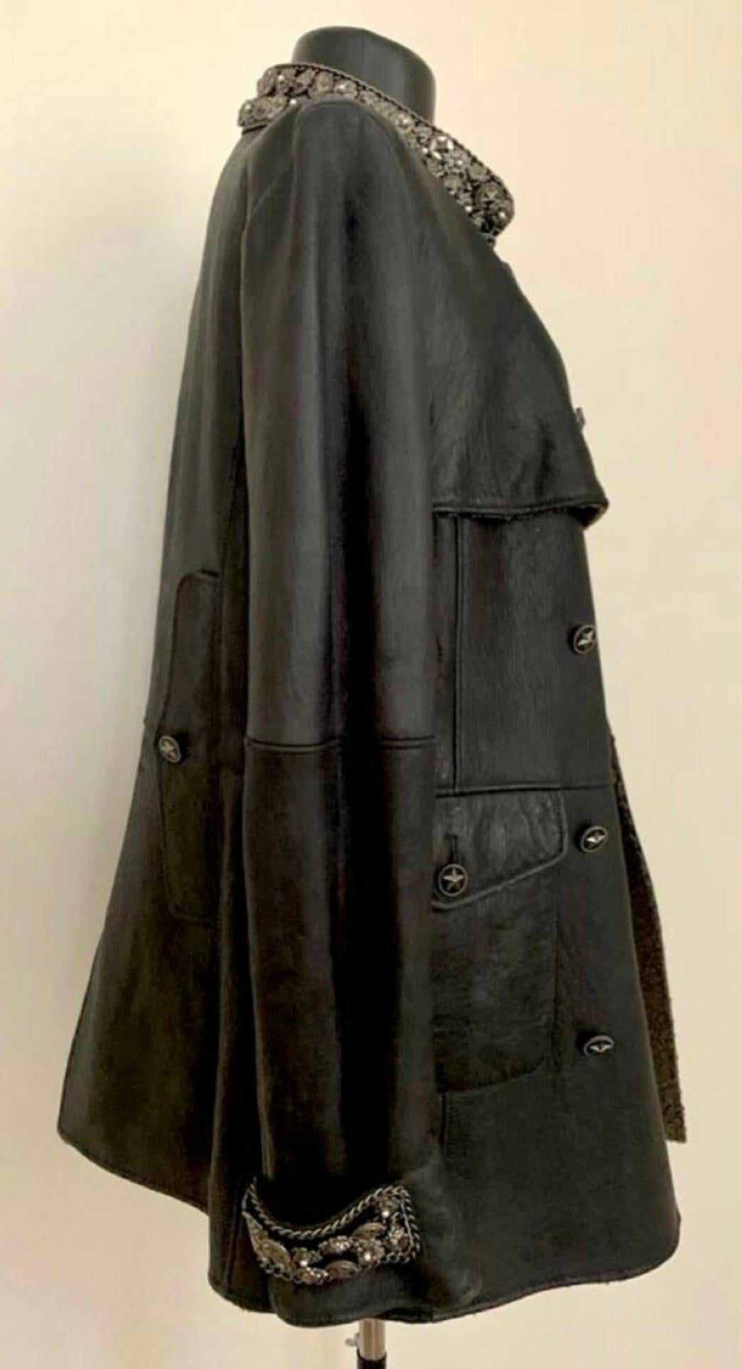 Chanel 15K Jewel and Chain Embellished Shearling Jacket 4