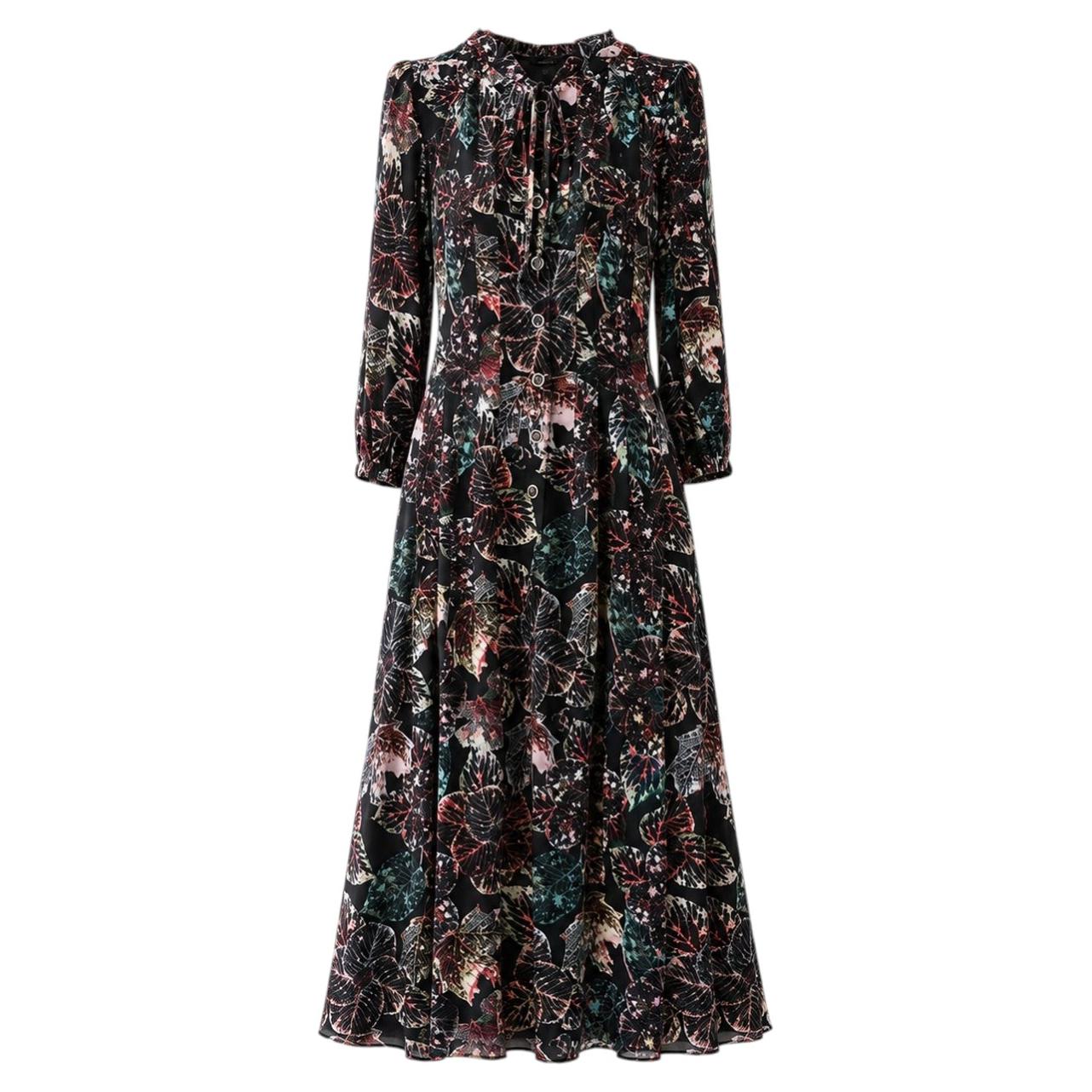 CHANEL 15K$ New CC Logo Black Silk Maxi Dress 34 FR