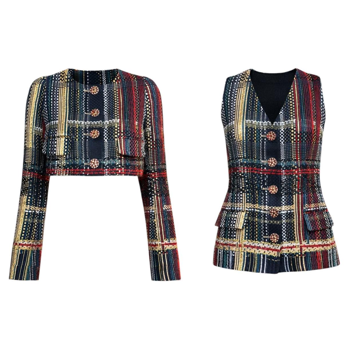 CHANEL 15K$ New Paris / Dubai Ribbon Tweed Ensemble 36 FR For Sale