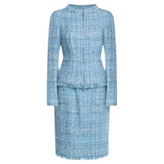 Chanel 15K$ New Turquoise Ribbon Tweed Ensemble 40 FR