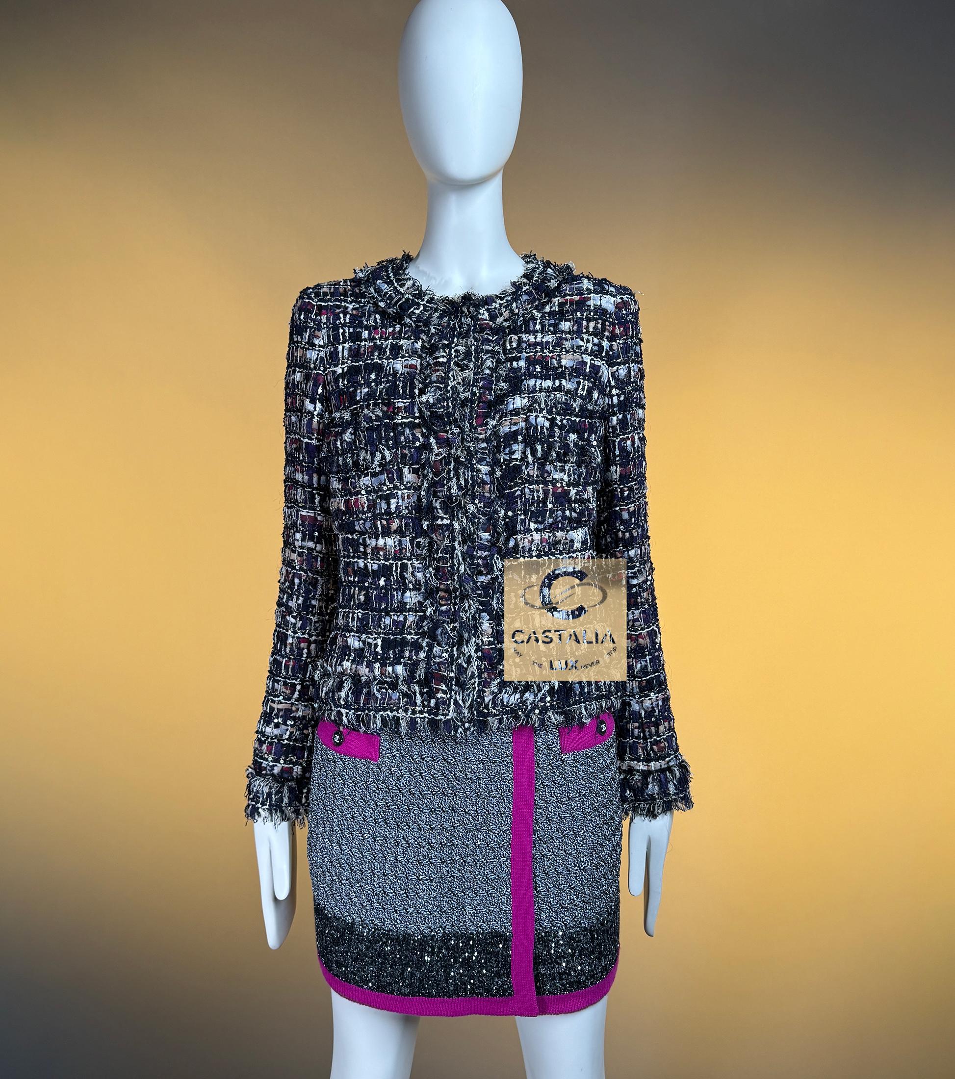 CHANEL 15K$ Paris / Venise Veste en tweed à rubans 34 FR en vente 7