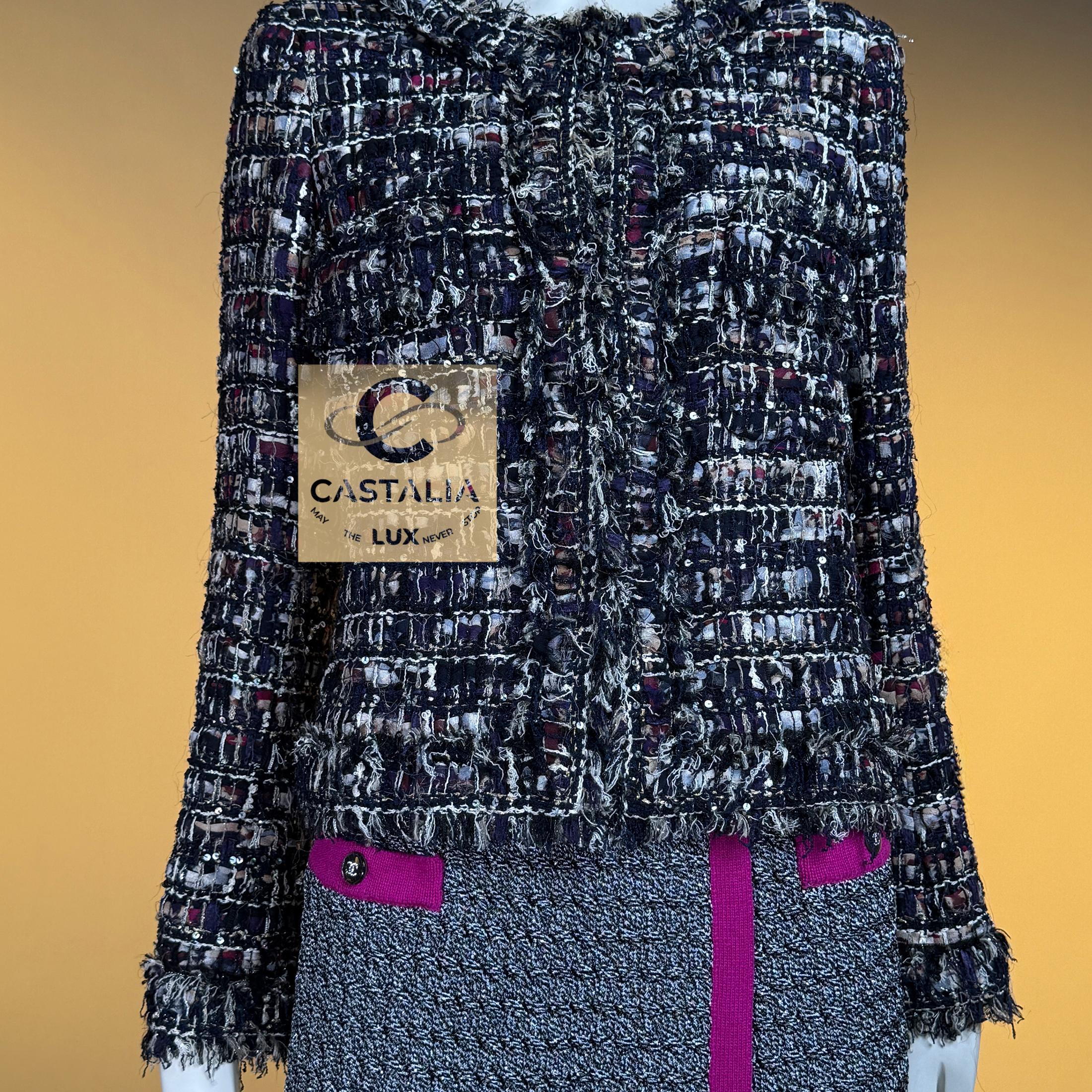 CHANEL 15K$ Paris / Venise Veste en tweed à rubans 34 FR en vente 10