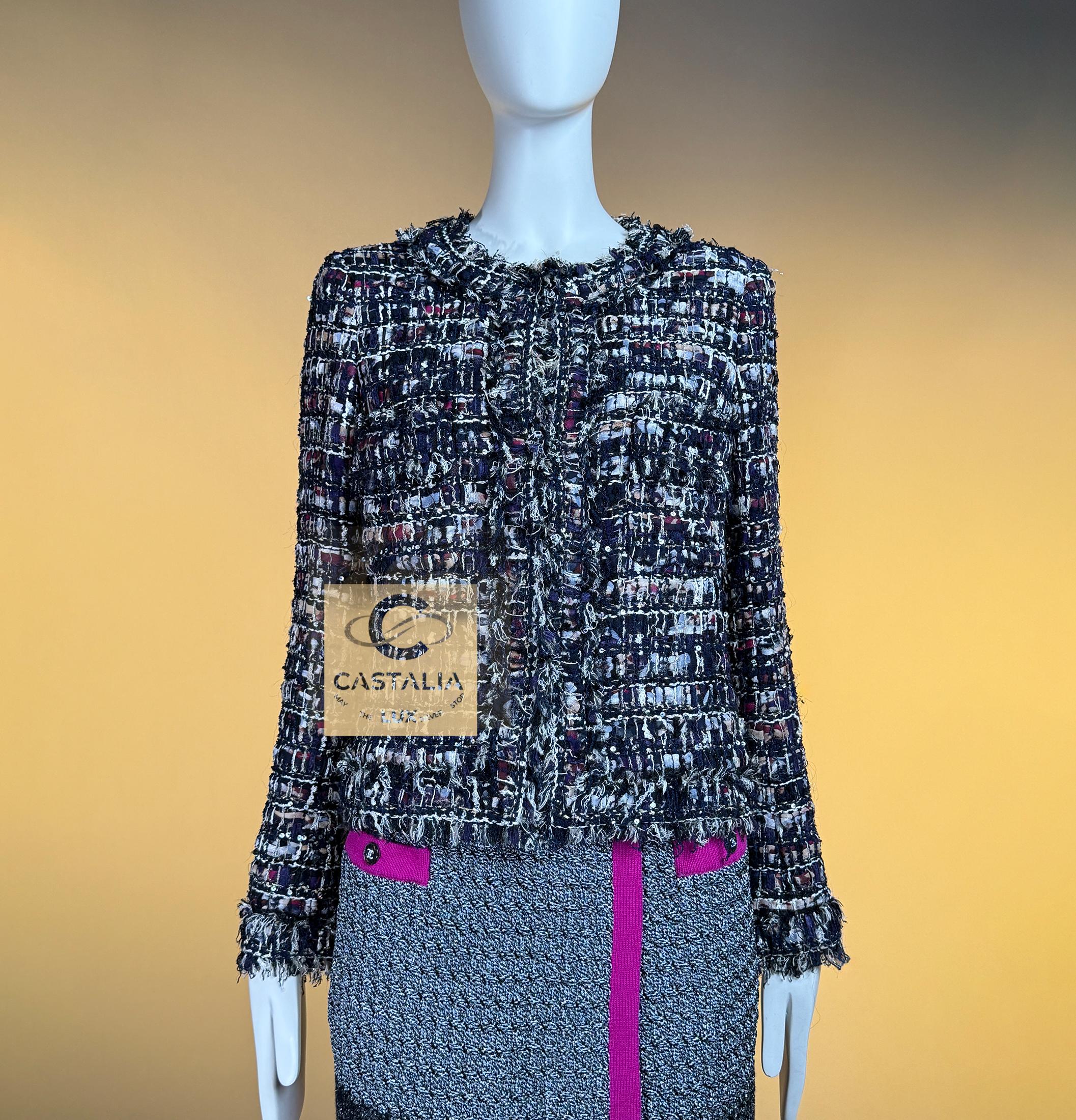 CHANEL 15K$ Paris / Venise Veste en tweed à rubans 34 FR en vente 12