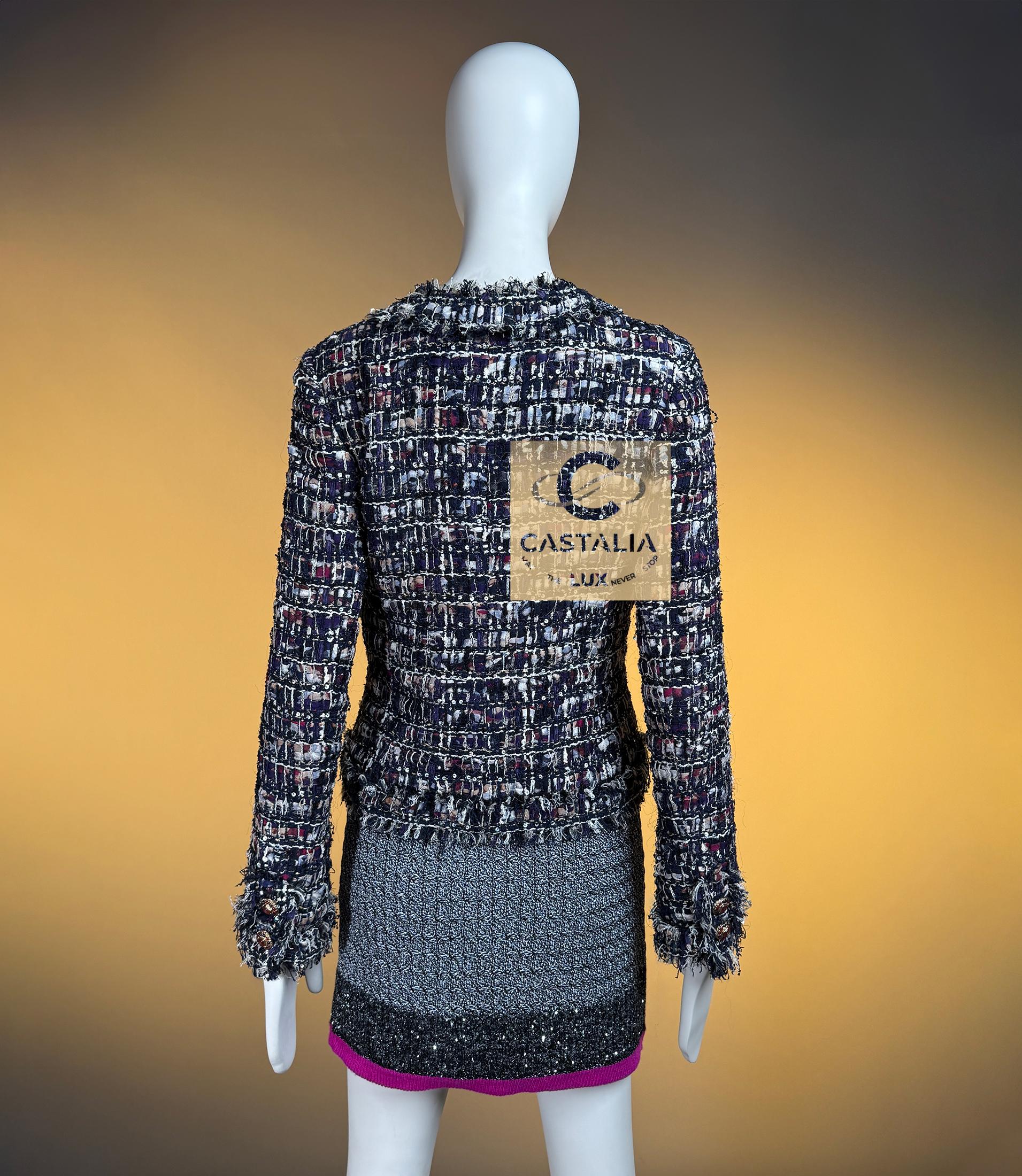 CHANEL 15K$ Paris / Venise Veste en tweed à rubans 34 FR en vente 13