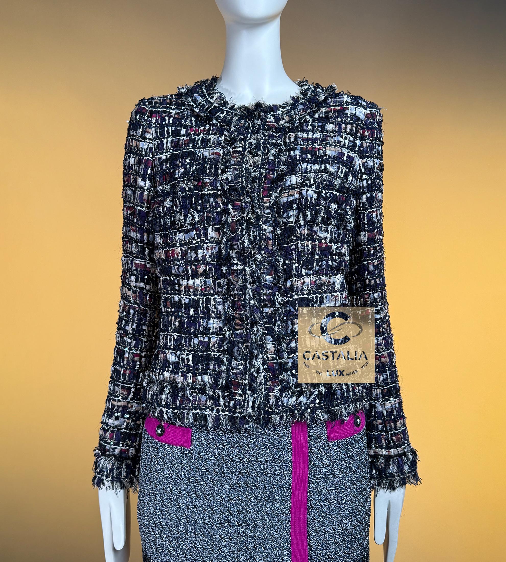 CHANEL 15K$ Paris / Venise Veste en tweed à rubans 34 FR en vente 2