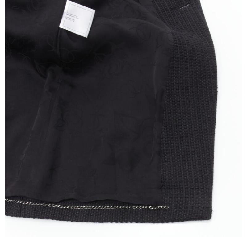 CHANEL 15P Atto 1 nero tweed reticolato CC bottone avvolgere piccola giacca nera FR44 2XL in vendita 6