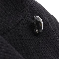 CHANEL 15P Act 1 black lattice tweed CC button wrap little black jacket FR44 2XL