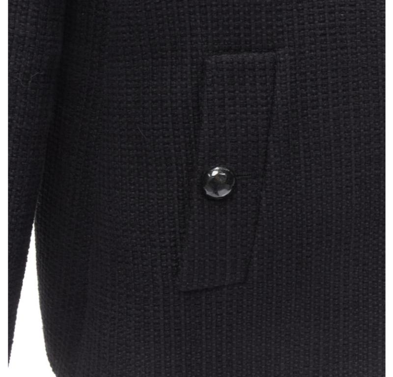 CHANEL 15P Atto 1 nero tweed reticolato CC bottone avvolgere piccola giacca nera FR44 2XL in vendita 4