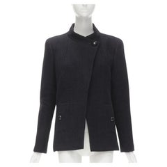 CHANEL 15P Act 1 black lattice tweed CC button wrap little black jacket FR44 2XL