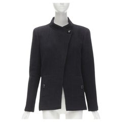 CHANEL 15P Act 1 black lattice tweed CC button wrap little black jacket FR44 2XL