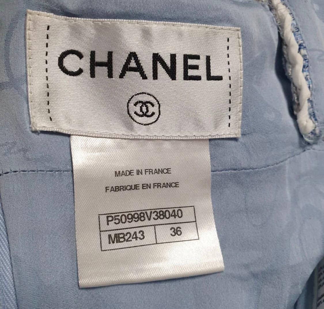 Chanel 15P Light Blue Fantasy Tweed Dress  In Excellent Condition In Krakow, PL