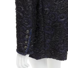 CHANEL 16B Act 1 black floral Camellia cloque crystal button jacket FR46 3XL