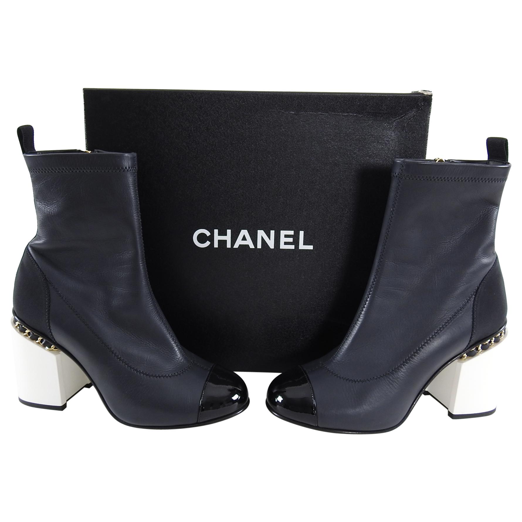 chanel boots with chain