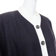 CHANEL 16C Paris Seoul Runway navy white silk cotton hanbok jacket FR36 S