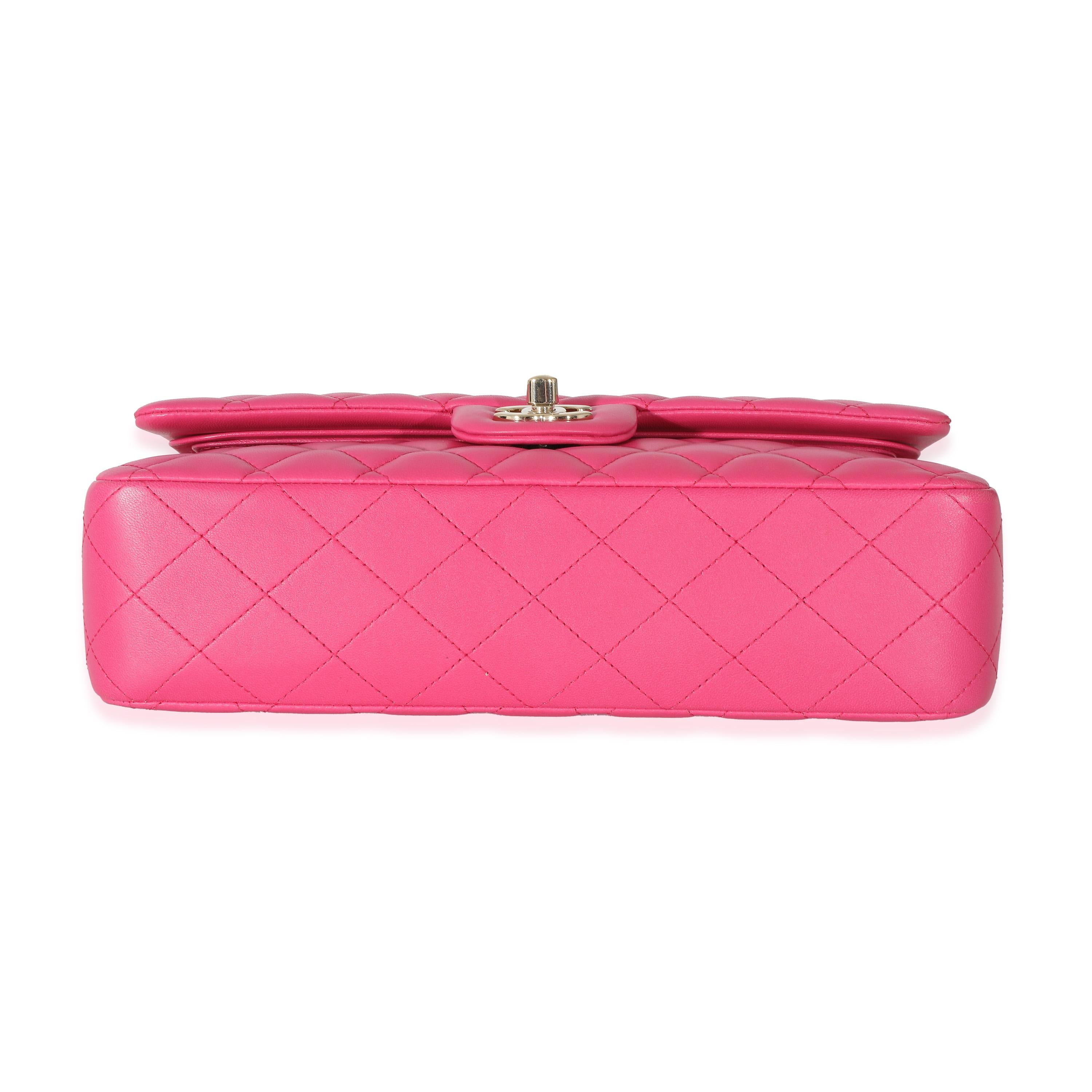 Chanel 16C Pink Quilted Lambskin Medium Classic Double Flap Bag In Excellent Condition For Sale In New York, NY