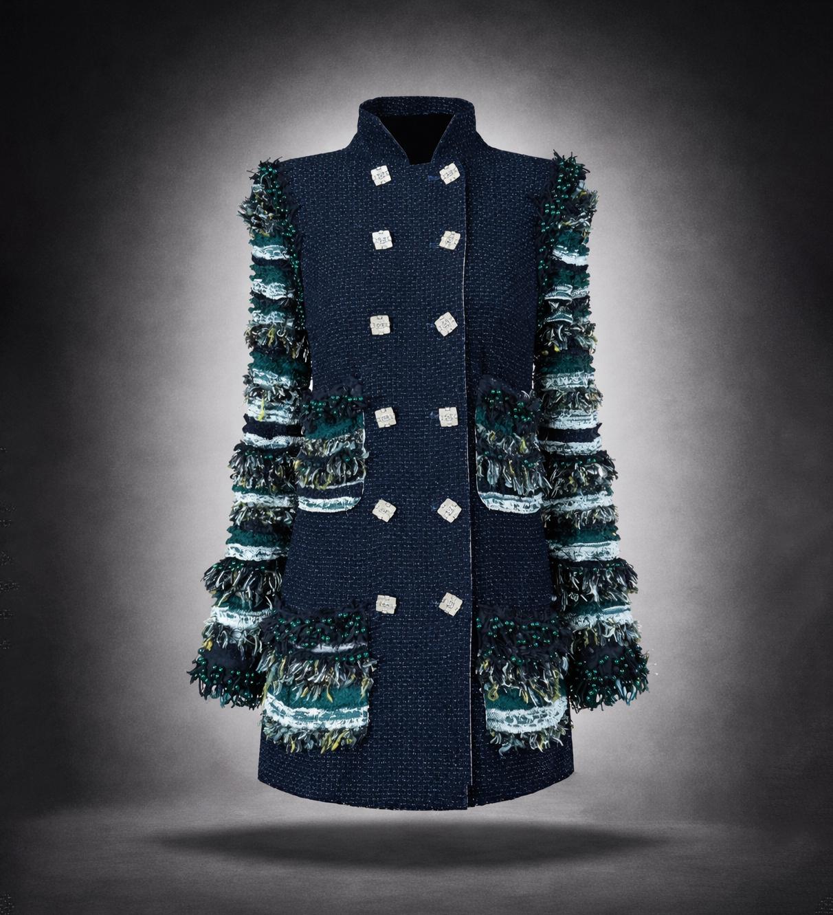 Chanel 16K$ Giacca in tweed nero impreziosita da Jewell 38 FR
