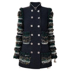 CHANEL 16K$ Jewel Embellished Black Tweed Jacket 38 FR
