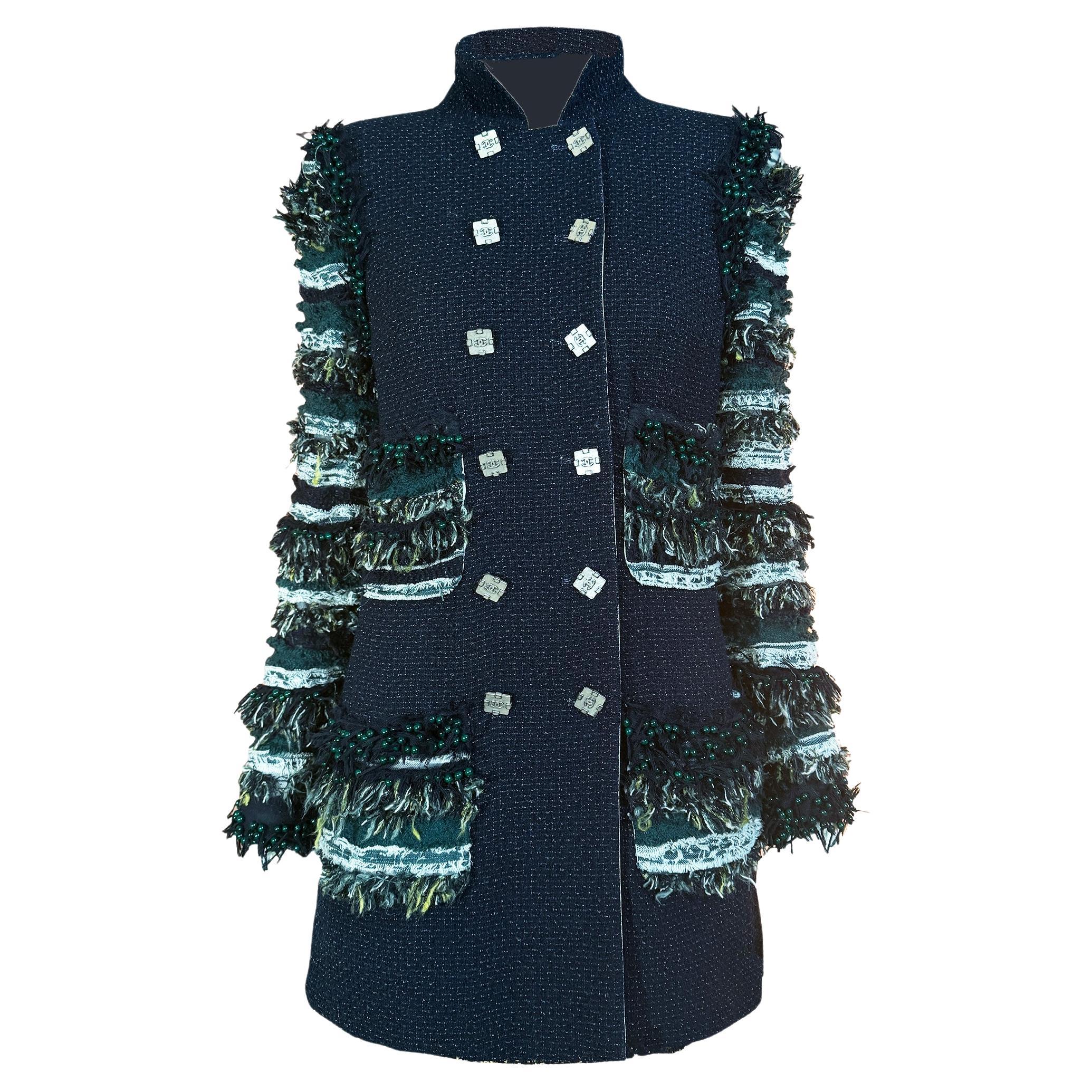 Chanel 16K$ Giacca in tweed nero impreziosita da Jewell 40 FR