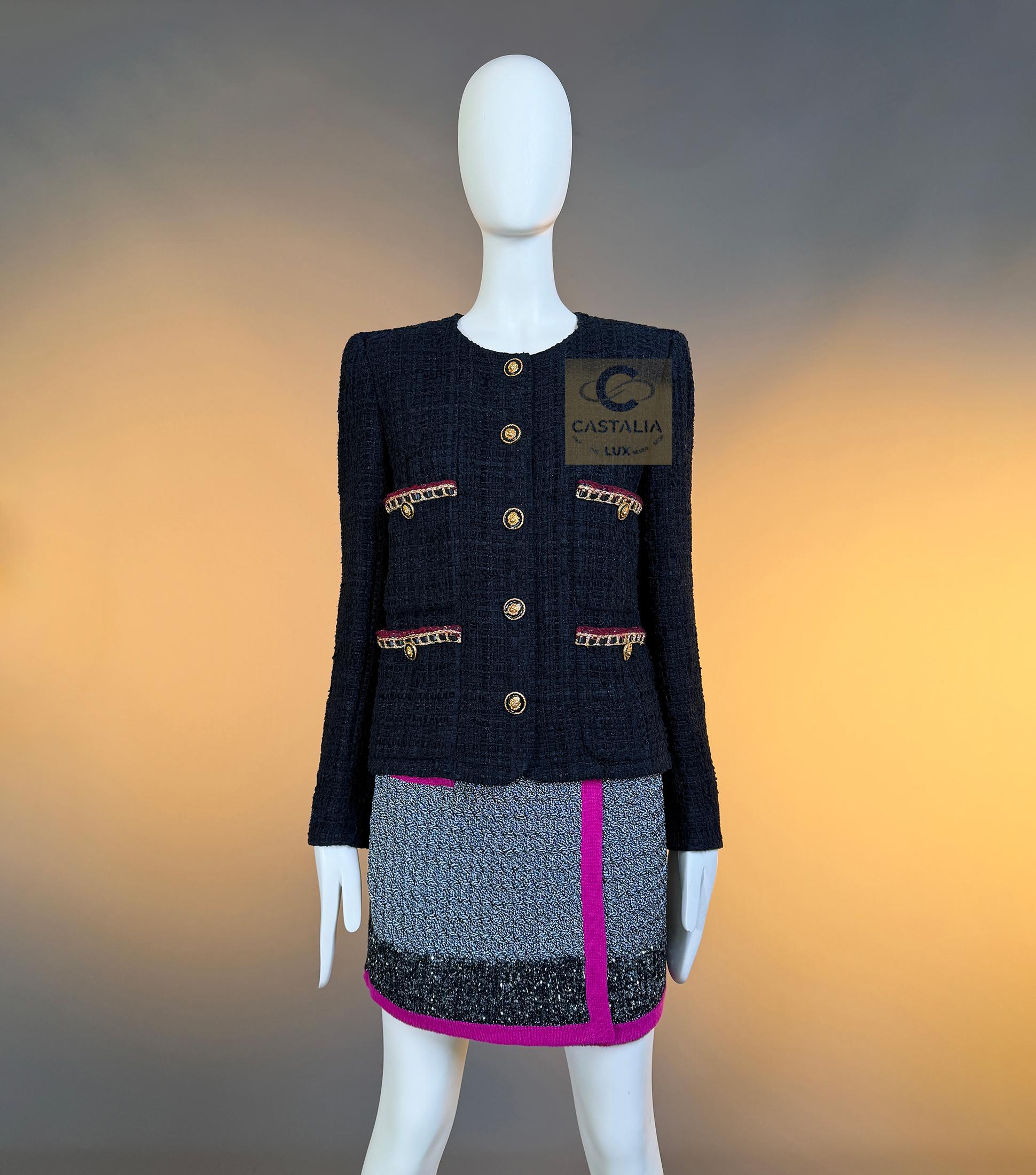Chanel 16K$ Nuova 2021 Leggendaria Giacca in Tweed con Nastro Nero 36 FR in vendita 10