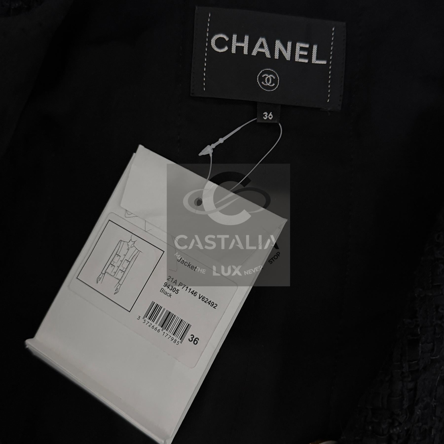 Chanel 16K$ Nuova 2021 Leggendaria Giacca in Tweed con Nastro Nero 36 FR in vendita 13