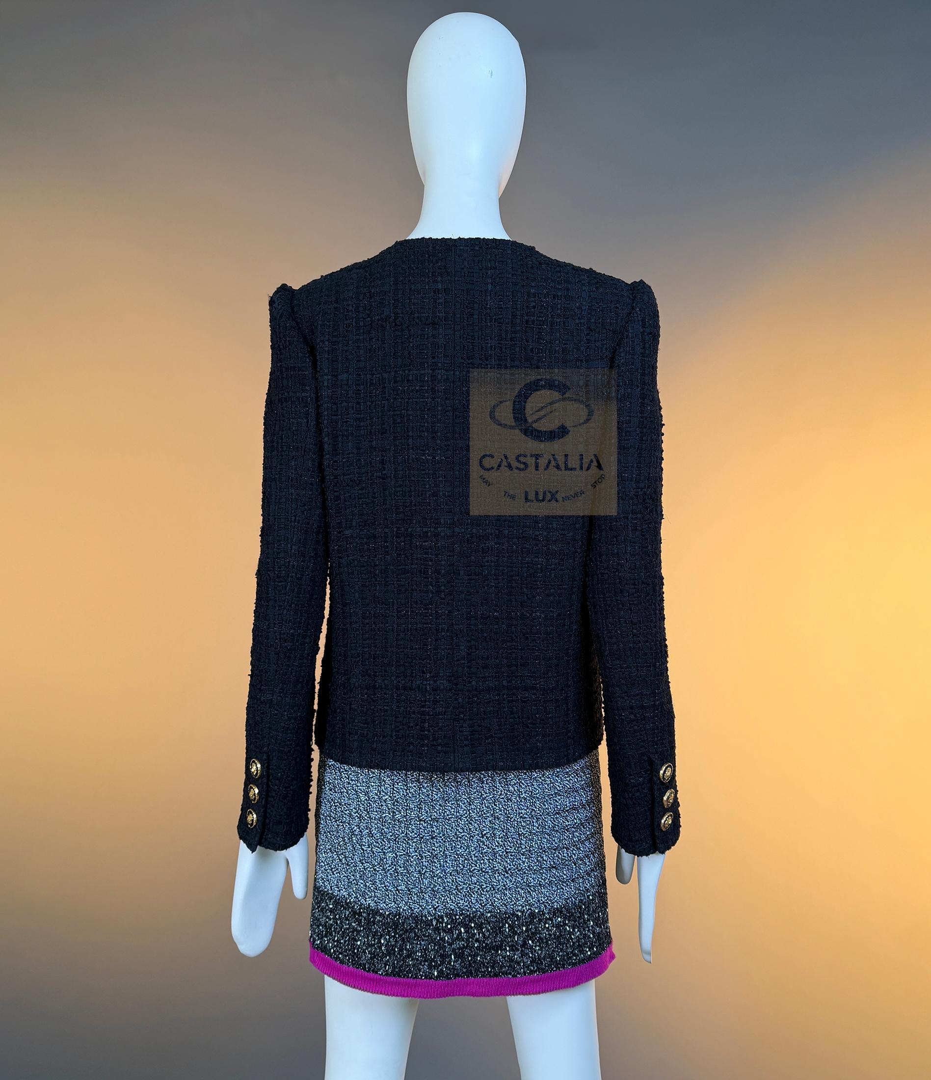 Chanel 16K$ Nuova 2021 Leggendaria Giacca in Tweed con Nastro Nero 36 FR in vendita 14