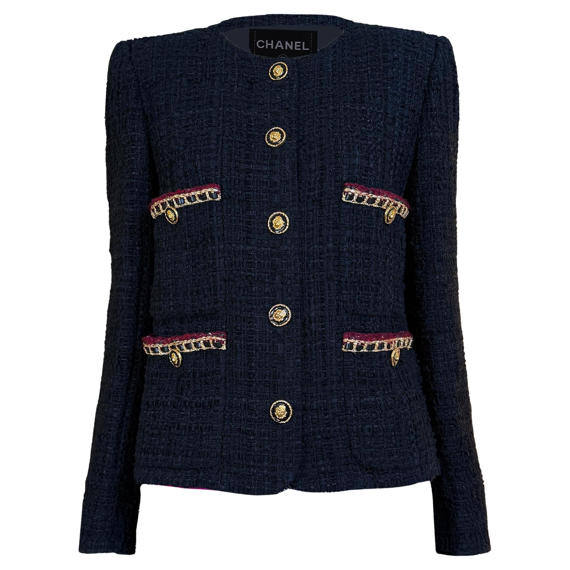 CHANEL 16K$ New 2021 Legendary Black Ribbon Tweed Jacket 36 FR For Sale