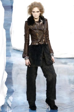 CHANEL 16K$ New Arctic Polar Odyssey Runway Leather Jacket 36 FR