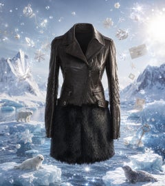 CHANEL 16K$ New Arctic Polar Odyssey Runway Leather Jacket 36 FR