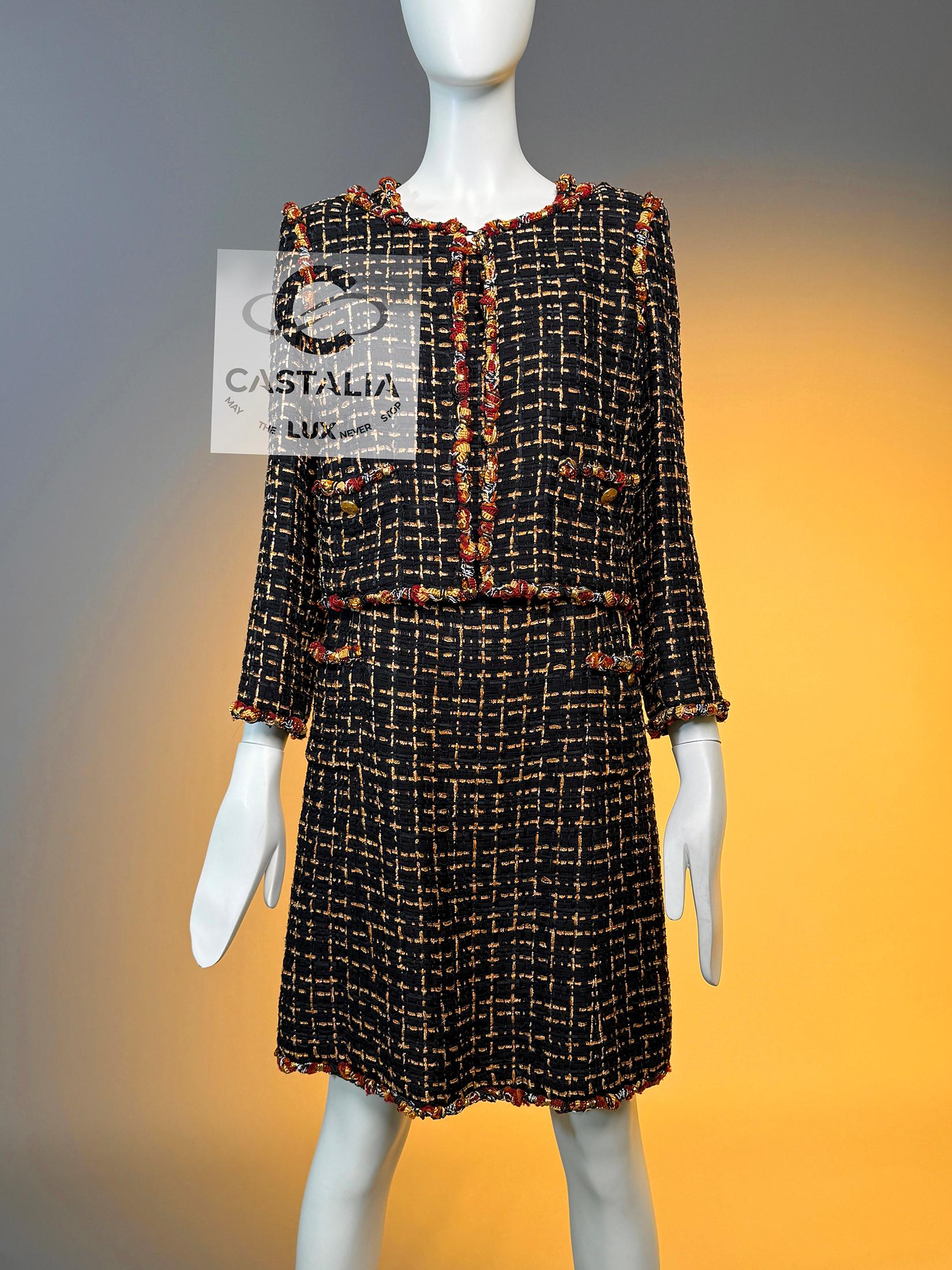 Chanel 16K$ New Paris / Saint-Tropez Ribbon Tweed Ensemble 36 FR In New Condition For Sale In Dubai, AE