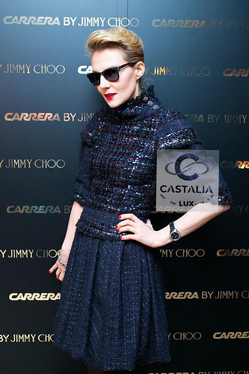 Violet CHANEL 16K$ Paris / Edinburgh Museum Level Robe en tweed 36 FR en vente