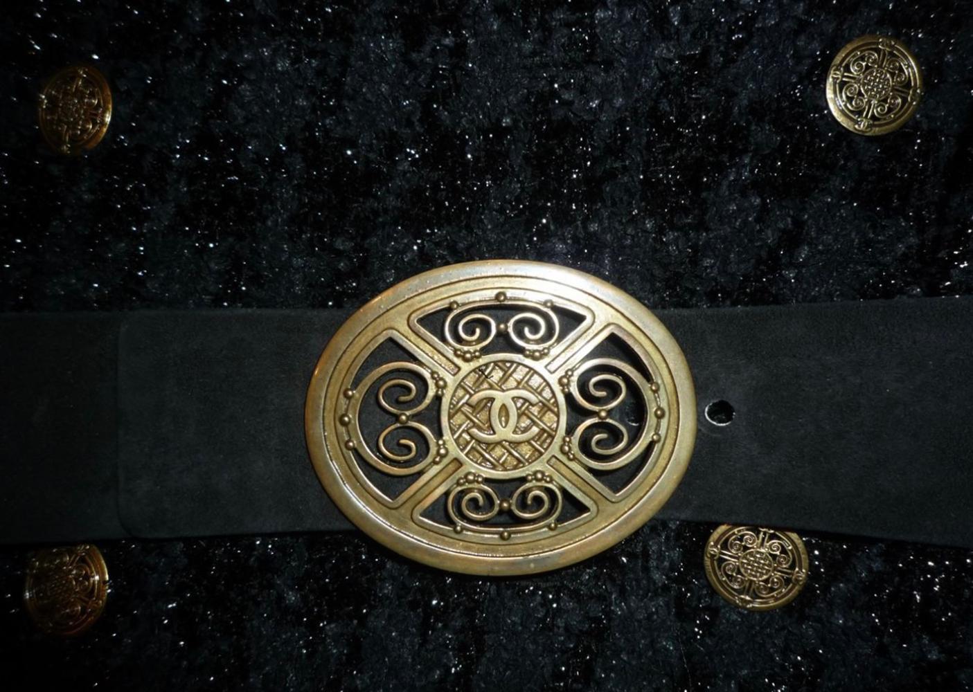 CHANEL 16K$ París / Shanghai Nuevo Abrigo de tweed negro extremadamente raro 40 FR Negro en venta