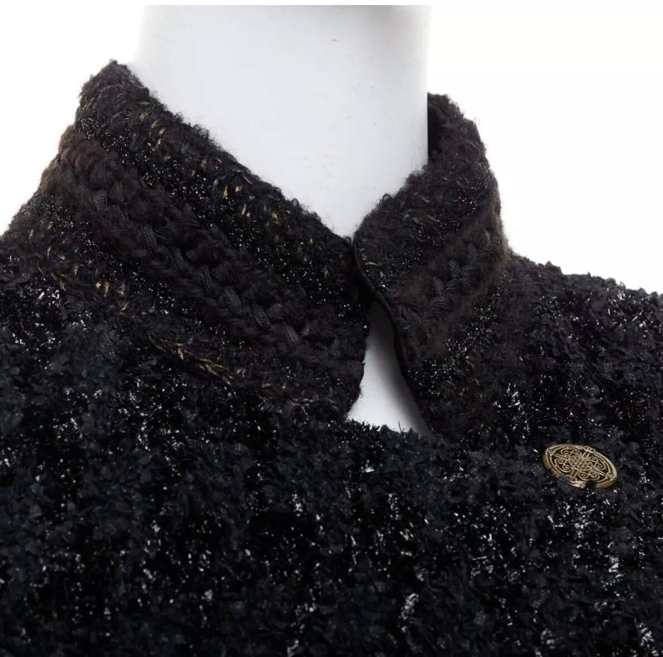 Femenino o masculino CHANEL 16K$ París / Shanghai Nuevo Abrigo de tweed negro extremadamente raro 40 FR en venta