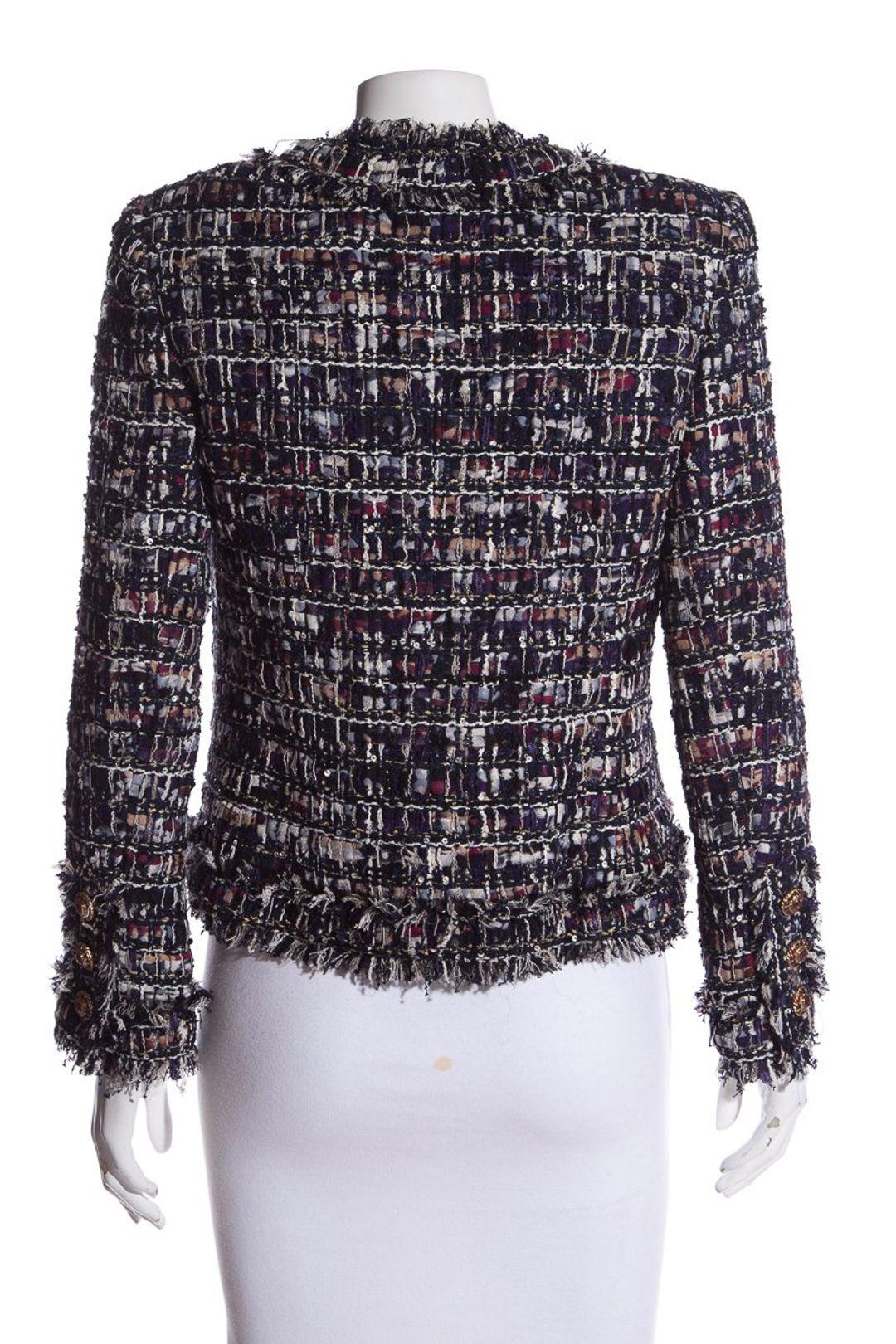 Chanel 16K$ Ribbon Tweed Jacket with CC Jewel Buttons For Sale 2