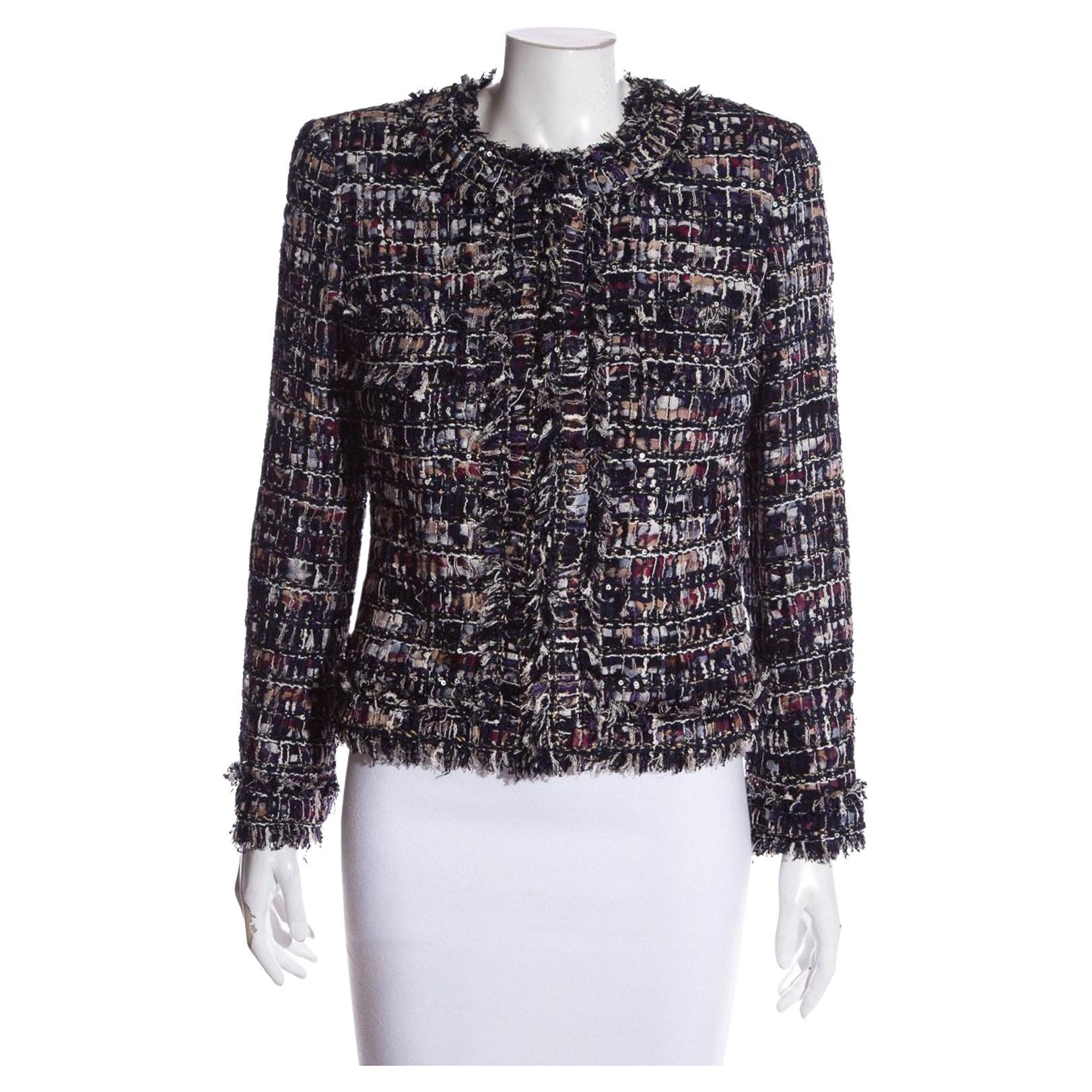 Chanel 16K$ Ribbon Tweed Jacket with CC Jewel Buttons For Sale