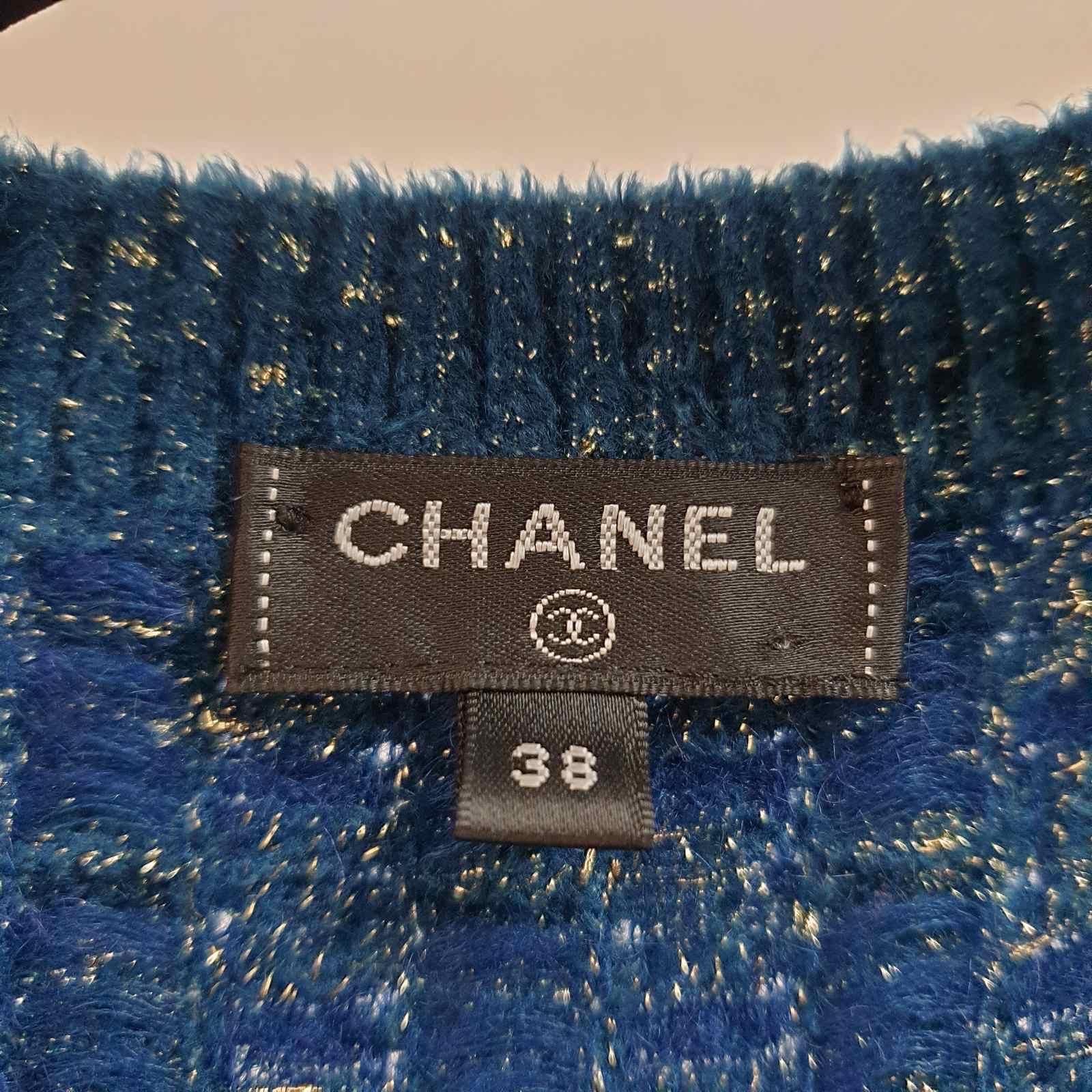 Chanel 17A Blue Polyester  Rayon Knit Dress   2