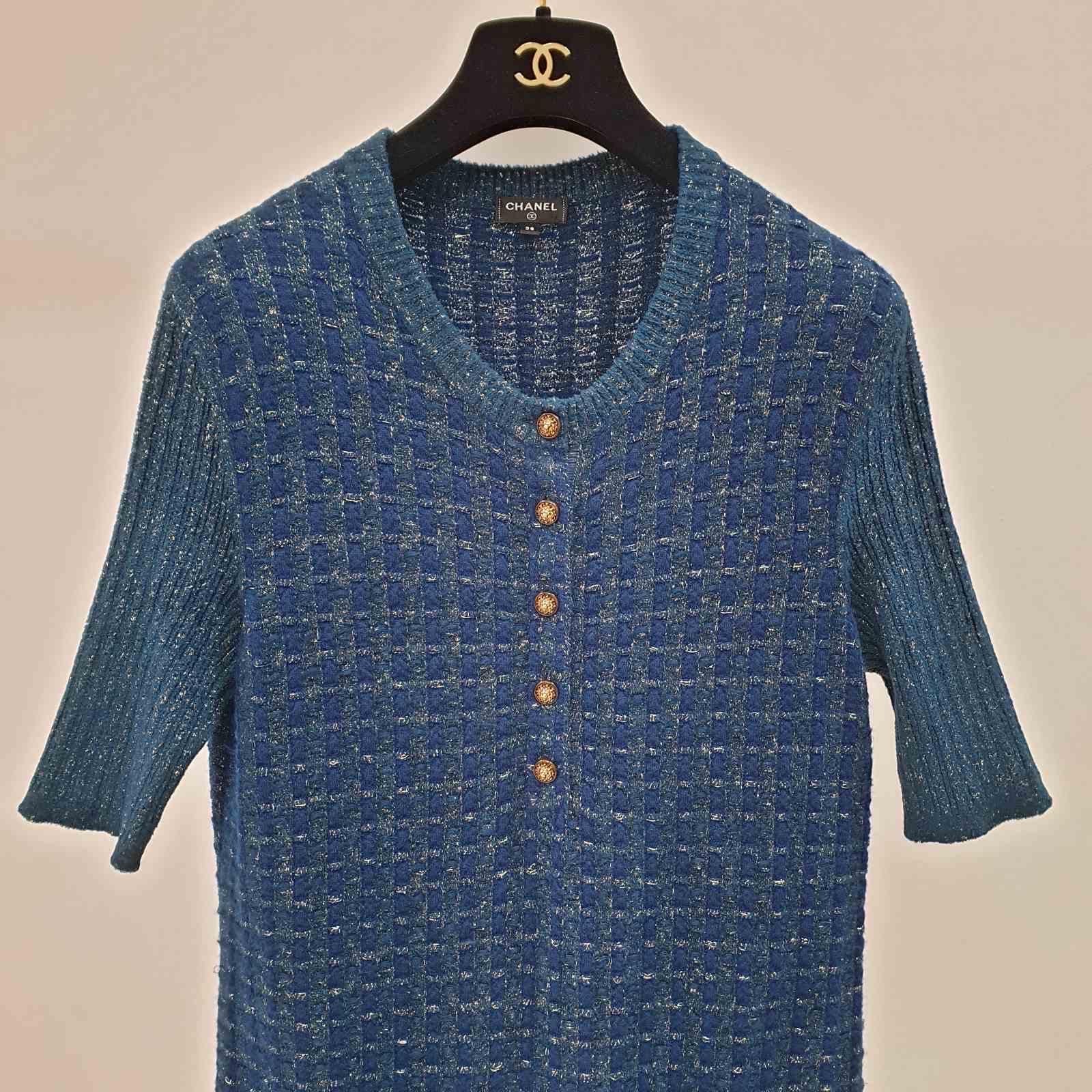 Chanel 17A Blue Polyester  Rayon Knit Dress   3